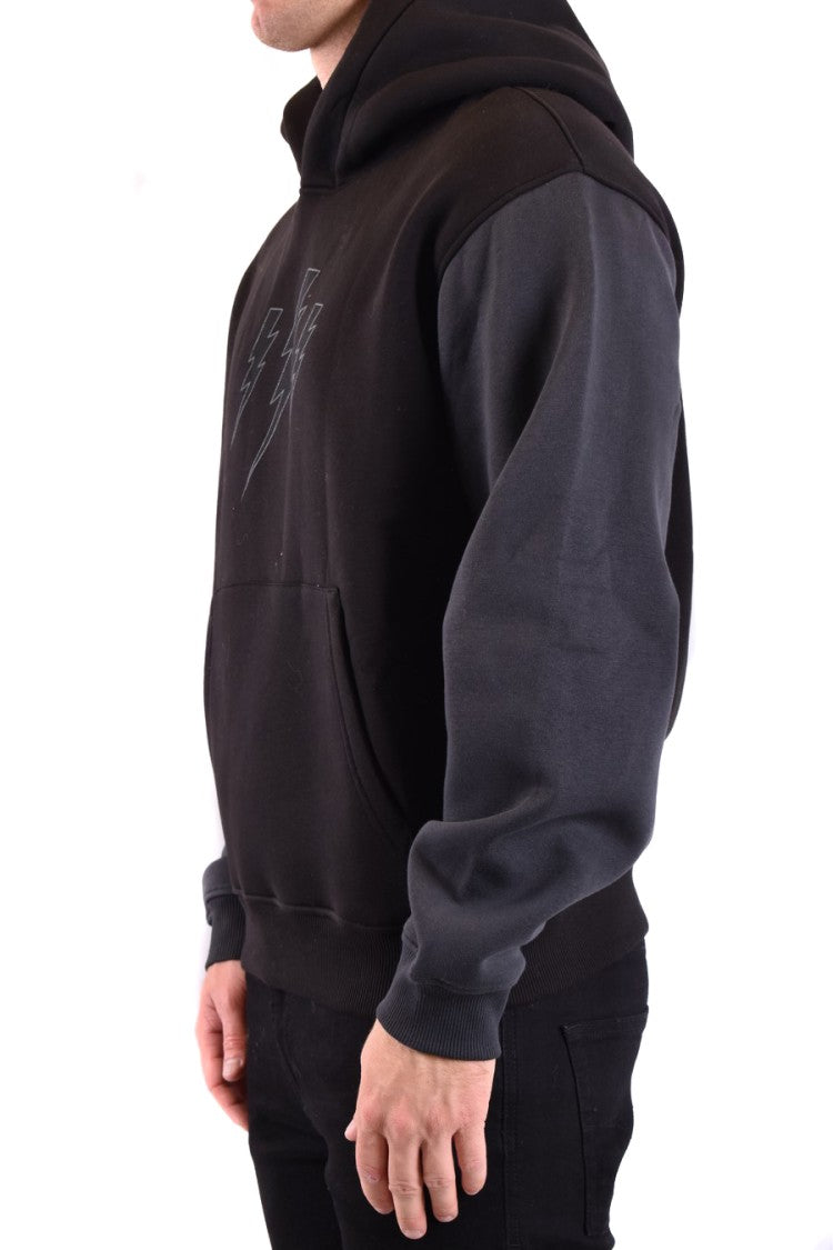 Neil Barrett Relaxed Fit Black Sweatshirt Lightning Bolt