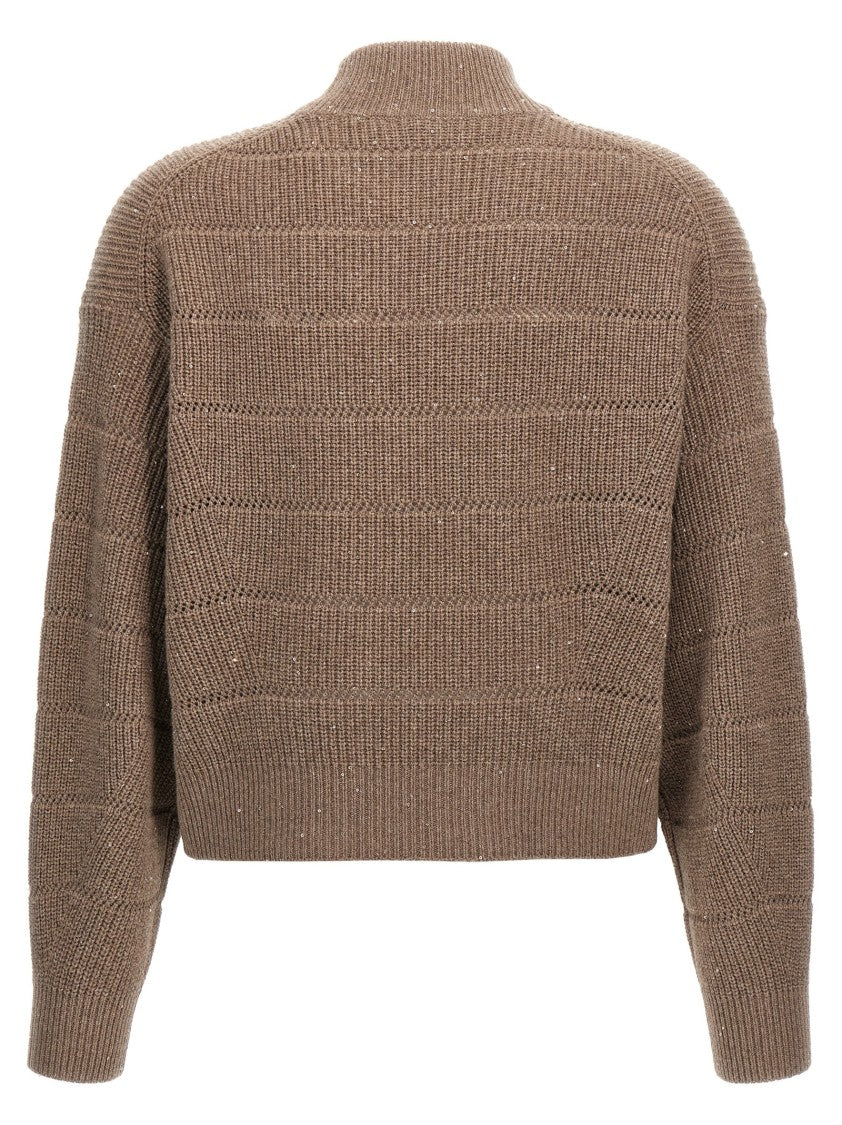 Brunello Cucinelli Rustic Dazzling Net' Cropped Sweater