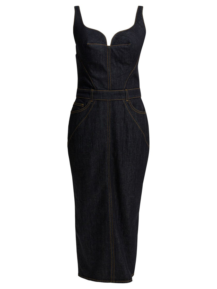Givenchy Fitted Midi Sheath Dress In Raw Denim