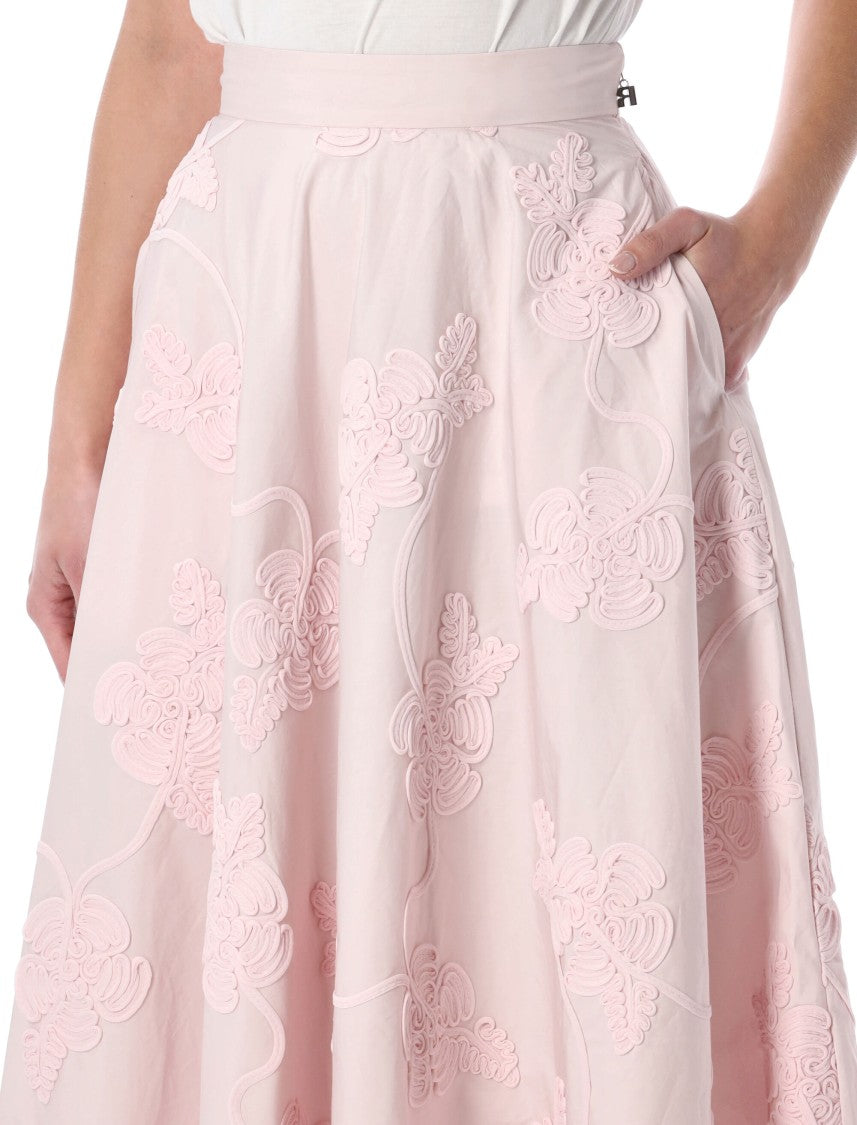 Rotate Floral Embroidery Organic Cotton Skirt