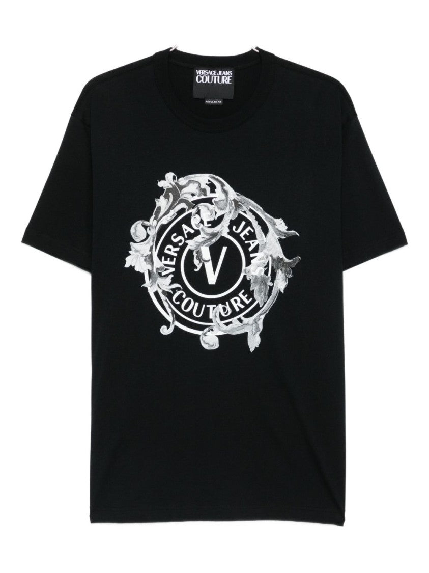 Versace Jeans Couture Short-Sleeve Cotton T-Shirt With Ornamental Logo Detail