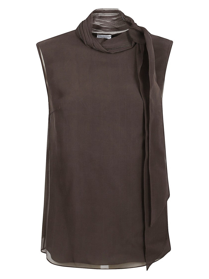 Brunello Cucinelli Sleeveless Top With Shoulder Button Opening