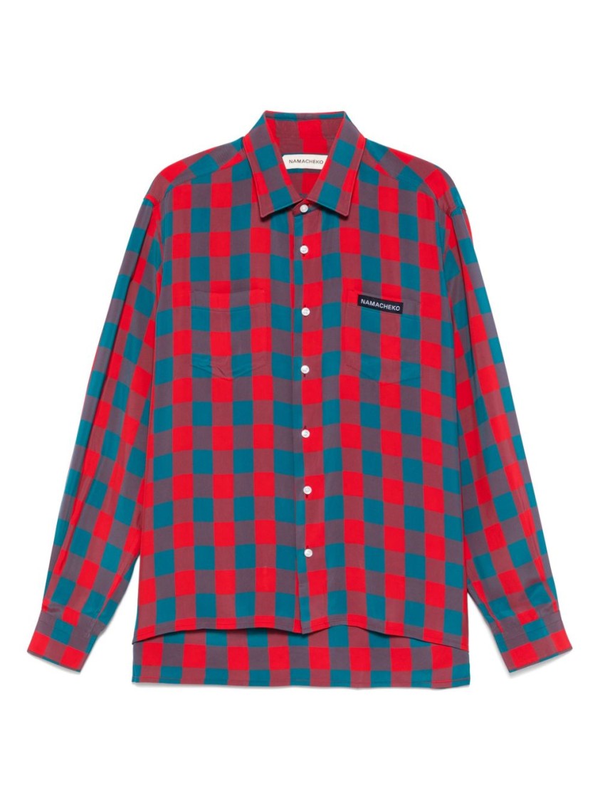 Namacheko Crimson Checkered Casual Shirt With Classic Collar