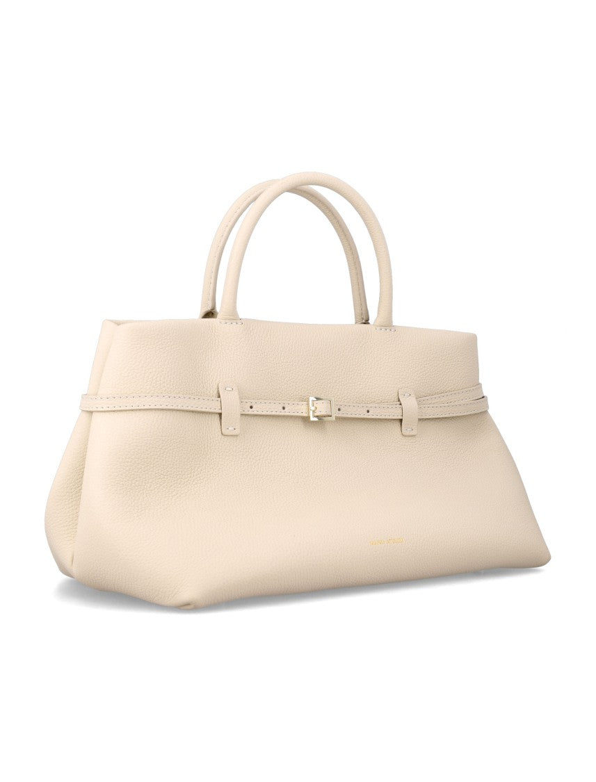 Manu Atelier Structured Handbag With Rounded Silhouette And Belt Detail