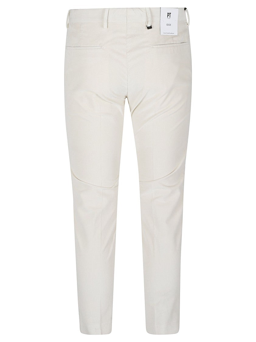 Pt Torino White Dieci Slim Tailored Cotton Pants