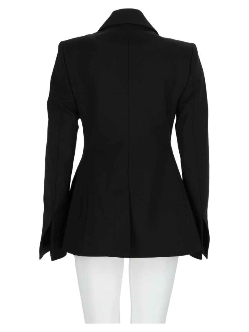 Co Black Tailored Double-Breasted Wool-Blend Blazer