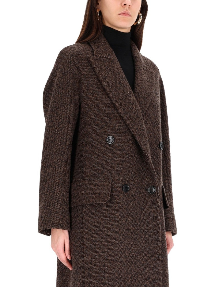 Max Mara Bow Long Double-Breasted Wool-Blend Coat