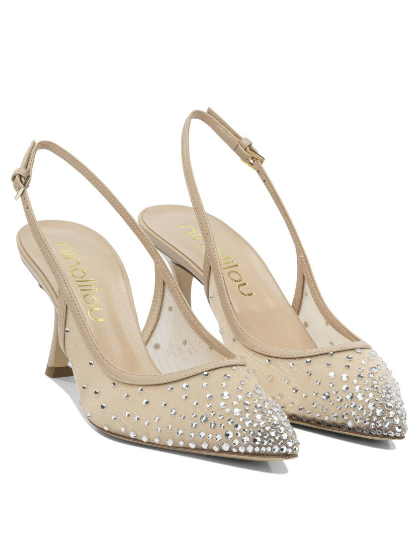 Ninalilou Rhinestone-Embellished Slingback Heeled Pumps