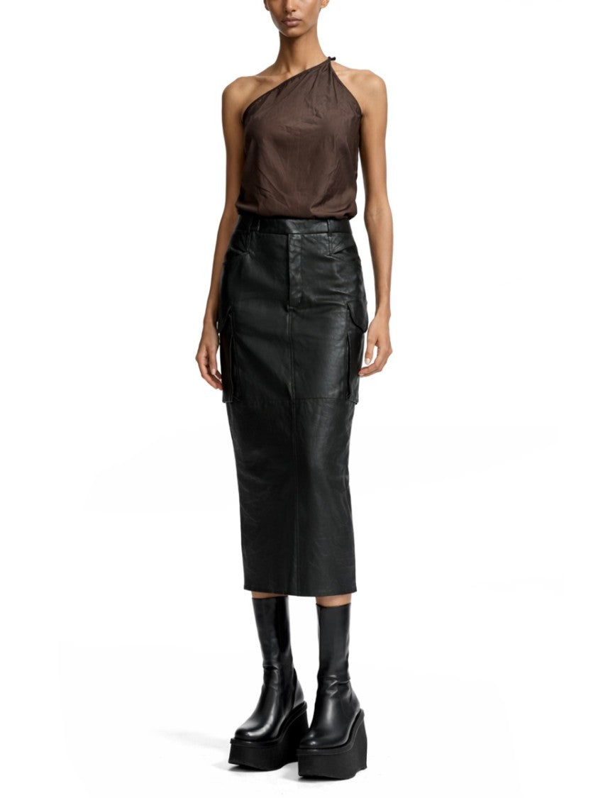 Rick Owens Sleeveless Asymmetrical Crinkled Cupro Top