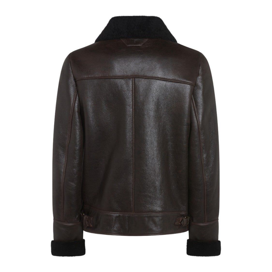 Salvatore Santoro Dark Brown Leather Jacket With Shearling Collar