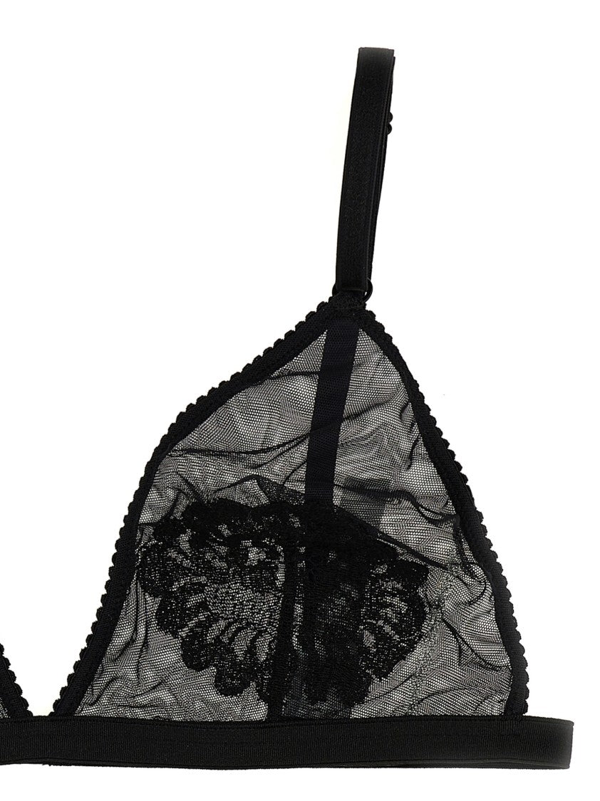 Dolce & Gabbana Sheer Tulle Bra With Floral Lace