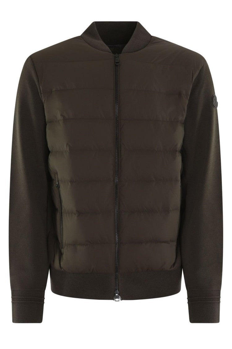 Moncler Quilted Padded Jacket With Smooth Knit Sleeves