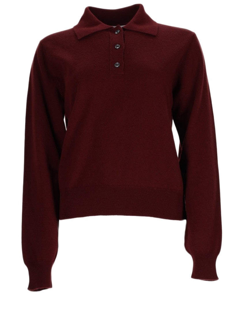 Maison Margiela Bordeaux Virgin Wool Long-Sleeve Polo Shirt
