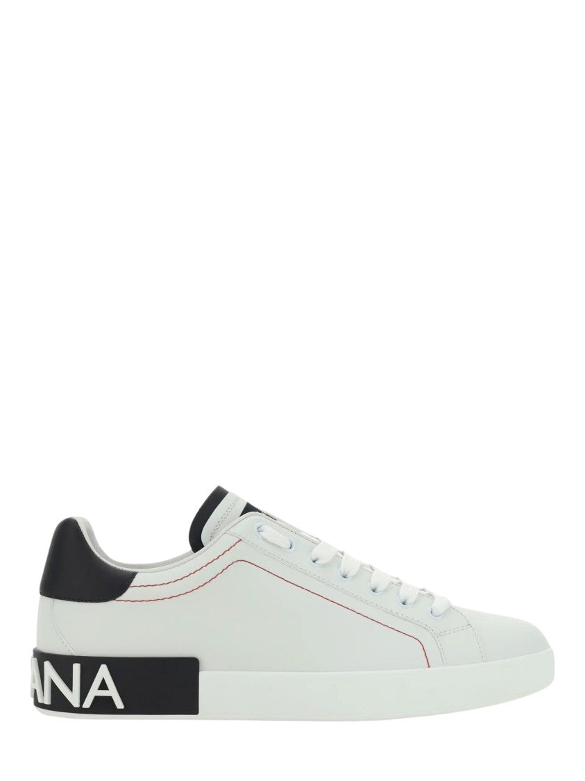 Dolce & Gabbana Low-Top Sneakers In Smooth Vitello Leather With Contrasting Details