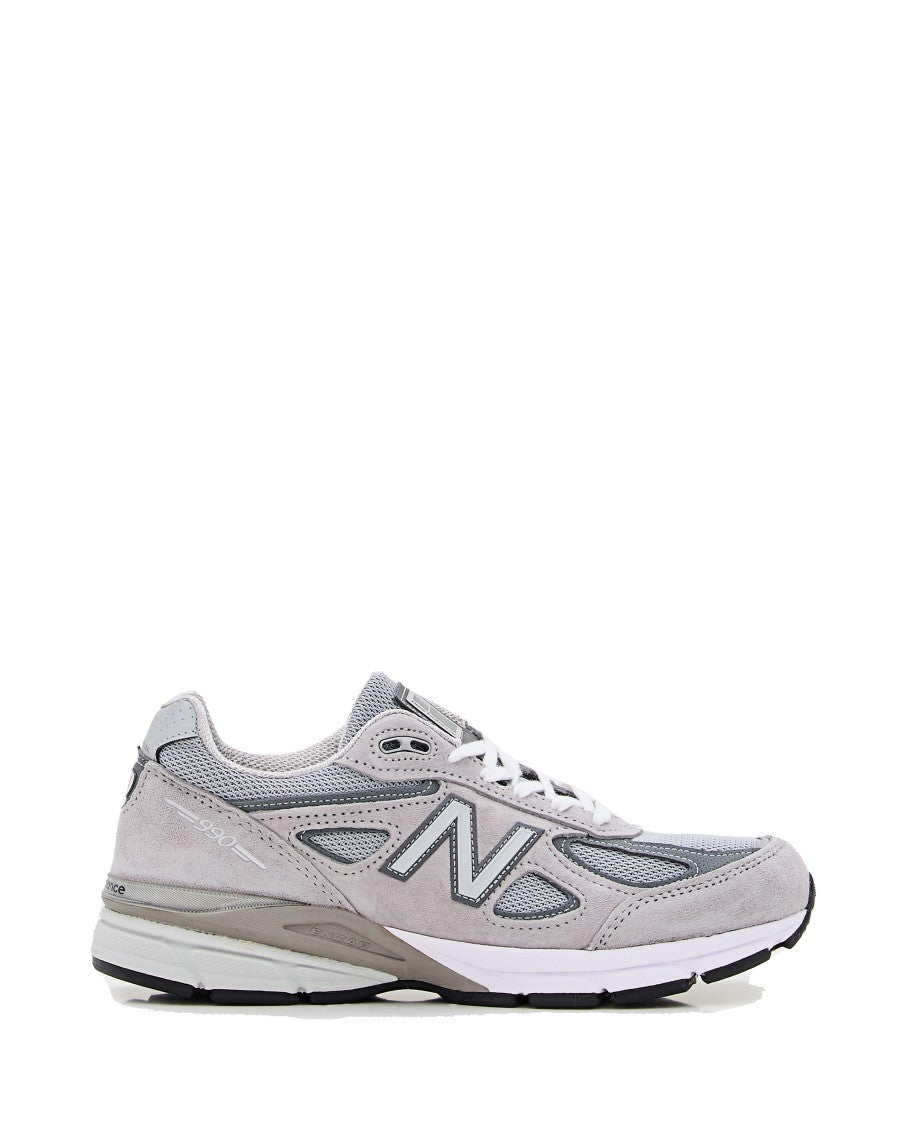 New Balance 990 Grey Leather And Mesh Sneakers