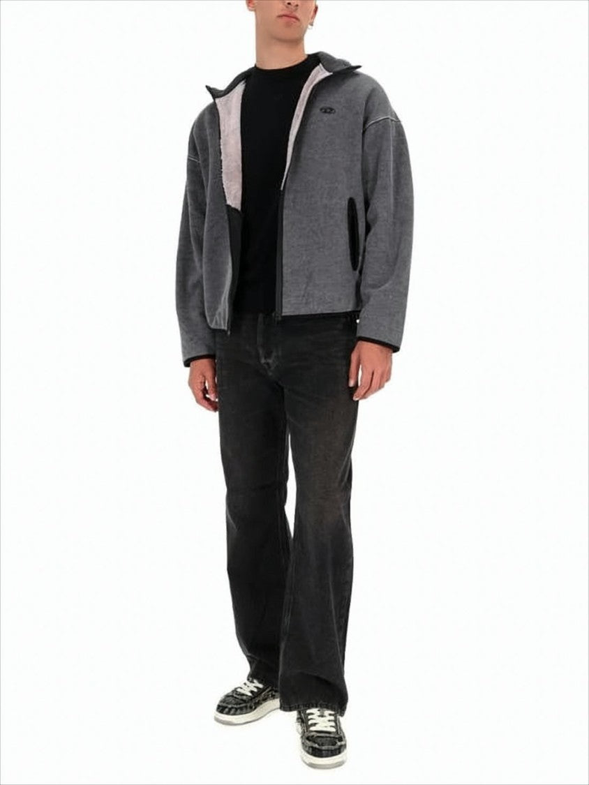 Diesel Boxy Grey Jacket With Textured Patch