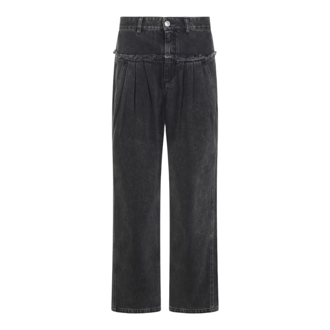 Isabel Marant Étoile High-Waisted Jeans With Frayed Trim And Pleated Detail