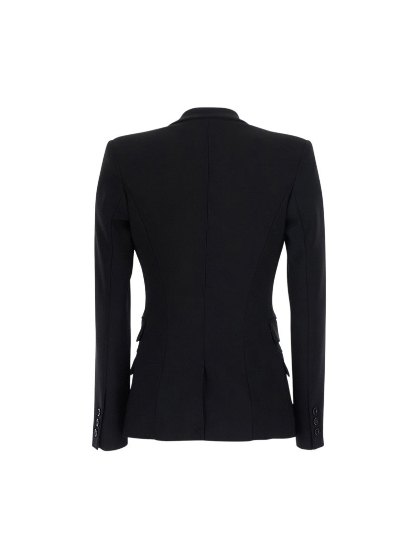 Elisabetta Franchi Black Structured Polyester-Blend Blazer