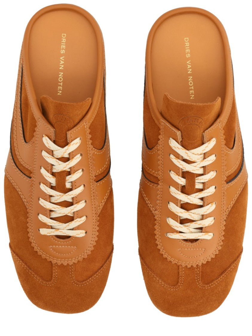 Dries Van Noten Suede Leather Backless Mule Sneakers