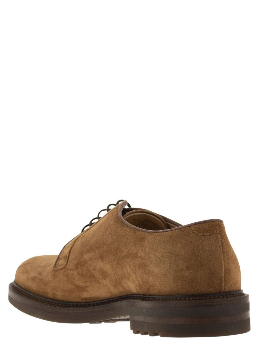 Brunello Cucinelli Brown Suede Derby Shoes