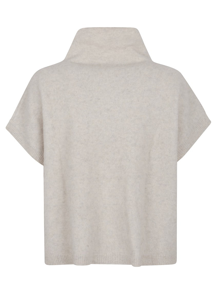 Parosh High Neck Short Sleeve Raccoon Sweater