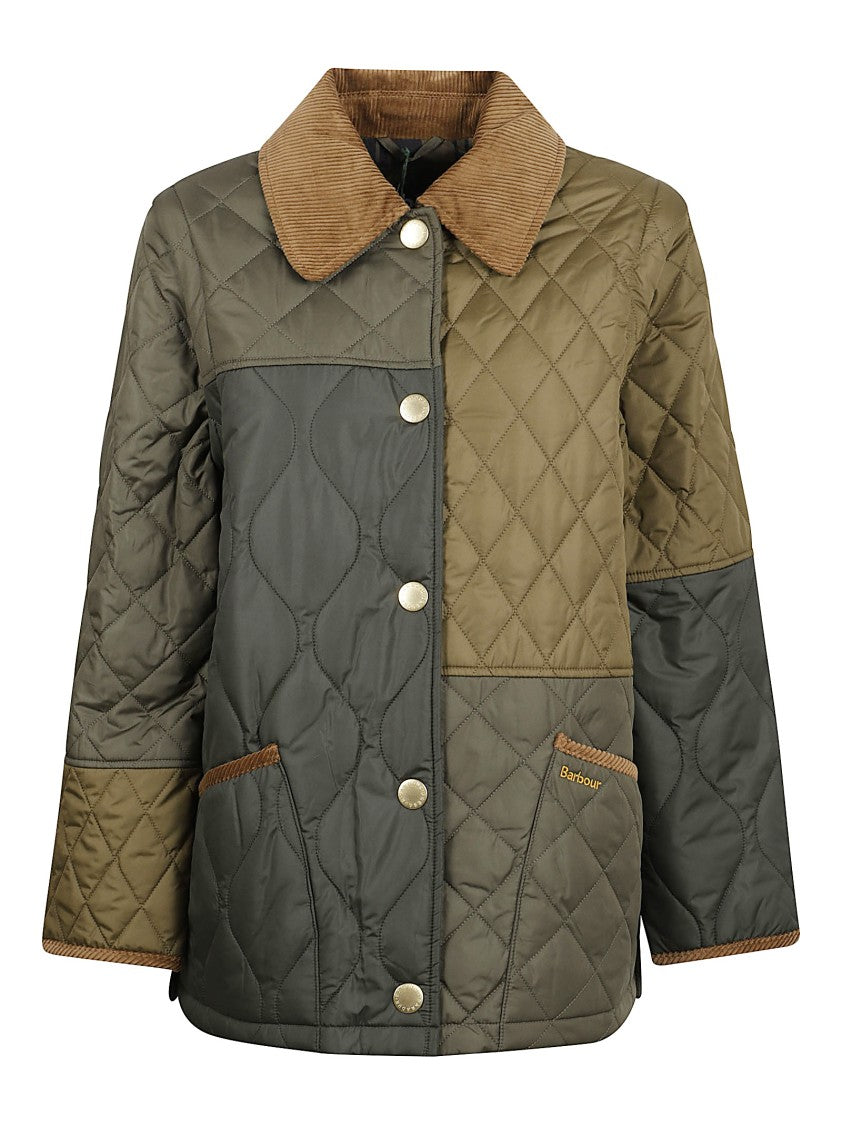 Barbour Olive Green Diamond Quilted Long Coat