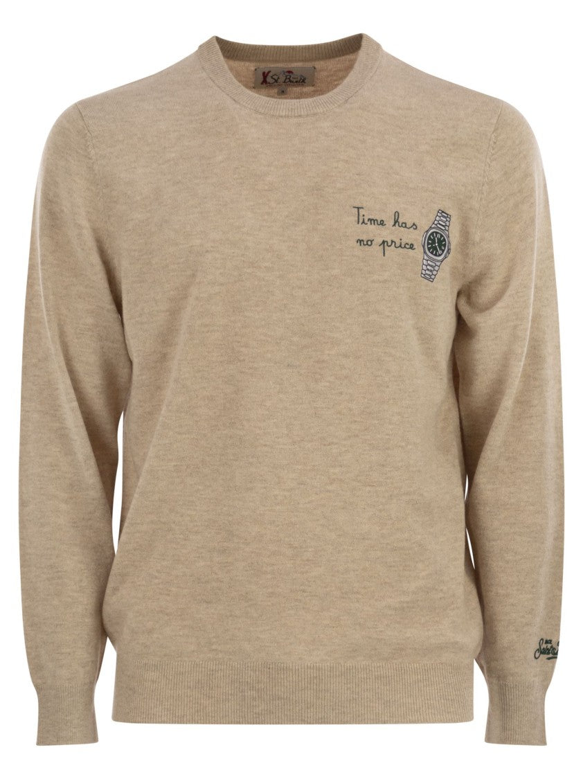 Mc2 Saint Barth Crew Neck Jumper With Ribbed Accents