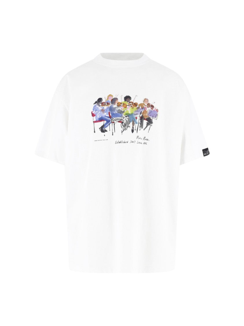 Martine Rose Multicolor Printed Cotton T-Shirt With Crew Neckline And Dropped Shoulders