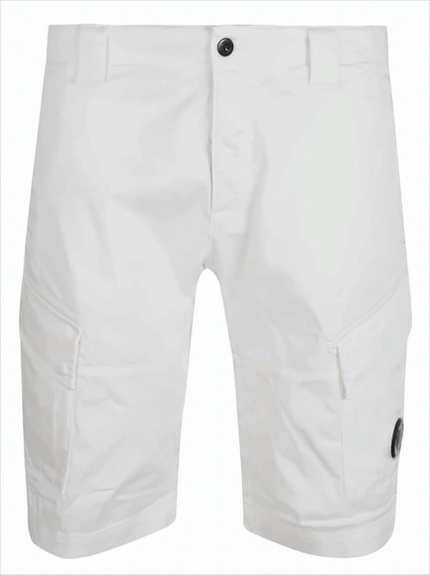 C.P. Company Tailored White Cargo Shorts With Flap Pockets