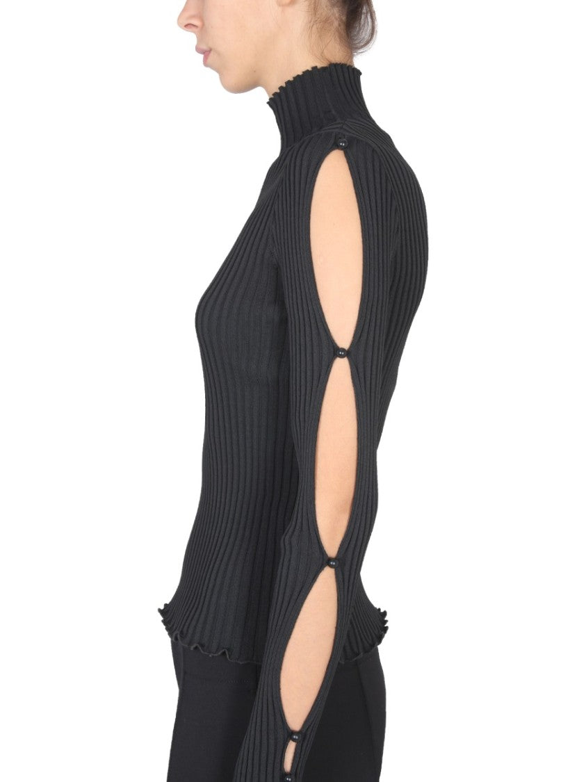 Bottega Veneta High Neck Turtleneck Sweater With Textured Knit Design