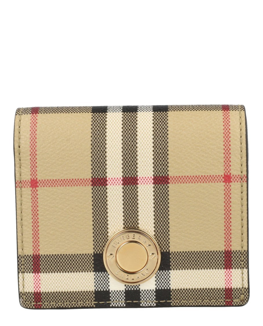 Burberry Compact Bifold Wallet In Classic Check With Gold-Tone Hardware