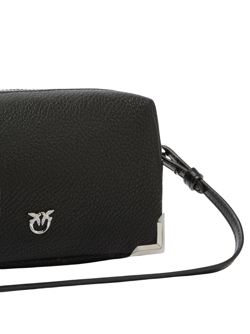 Pinko Compact Pebbled Sheepskin Shoulder Bag With Adjustable Strap