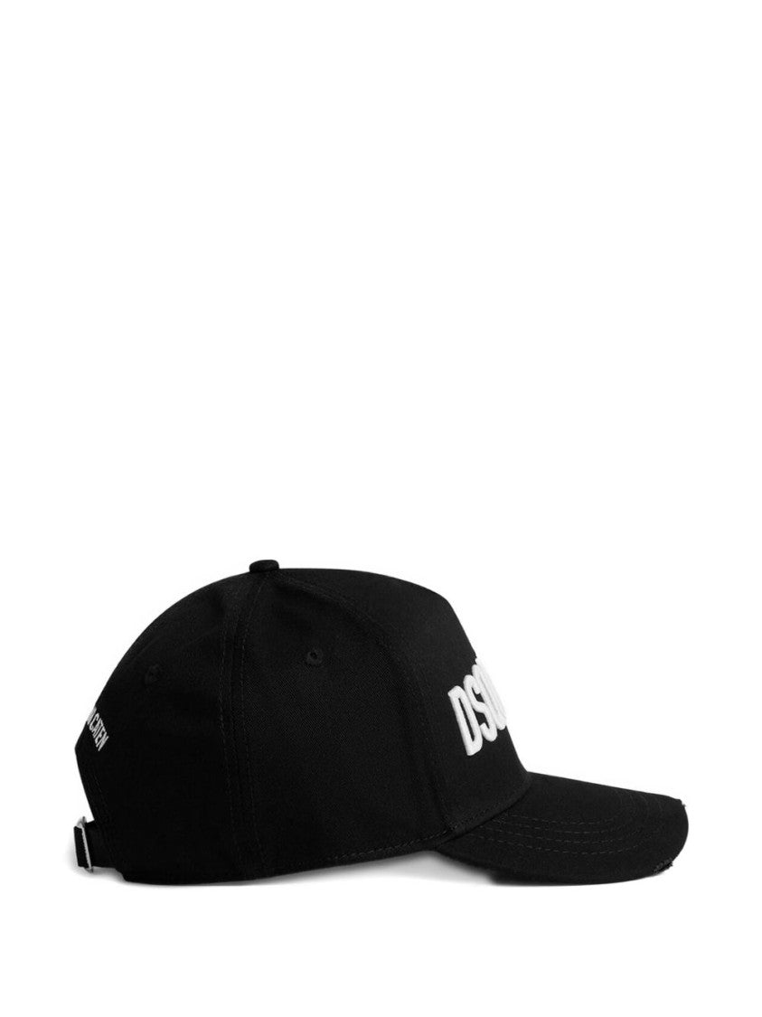 Dsquared2 Black Fabric-Covered Cap With Adjustable Strap And Embroidered Logo