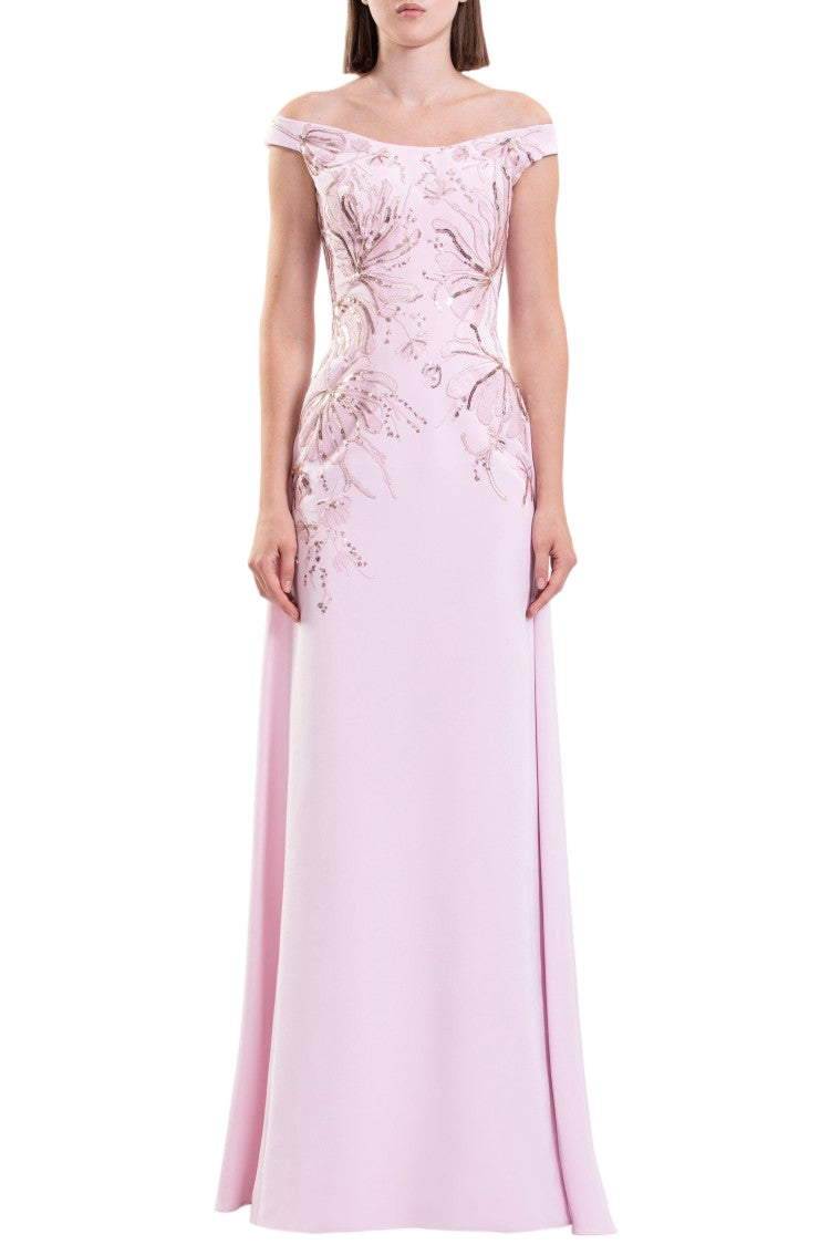 Saiid Kobeisy Off-Shoulder Crepe Dress With Cascading Embroidery
