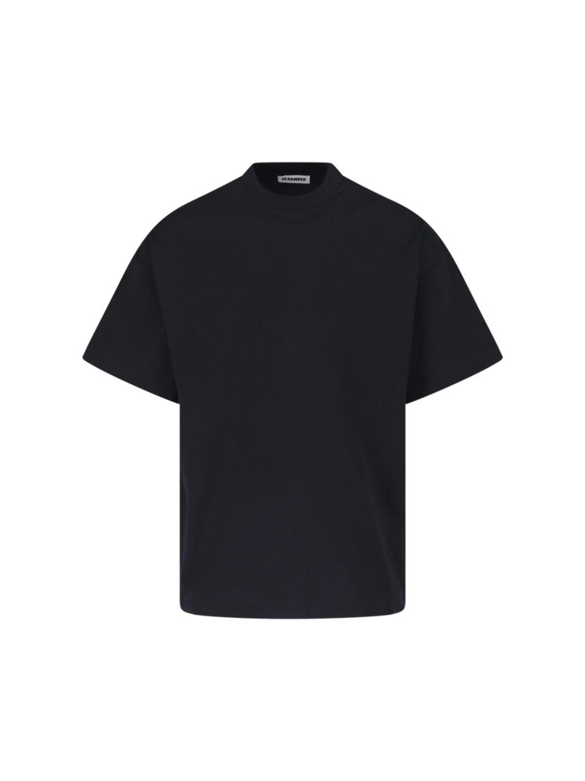Jil Sander Black Crewneck Side Logo Cotton T-Shirt