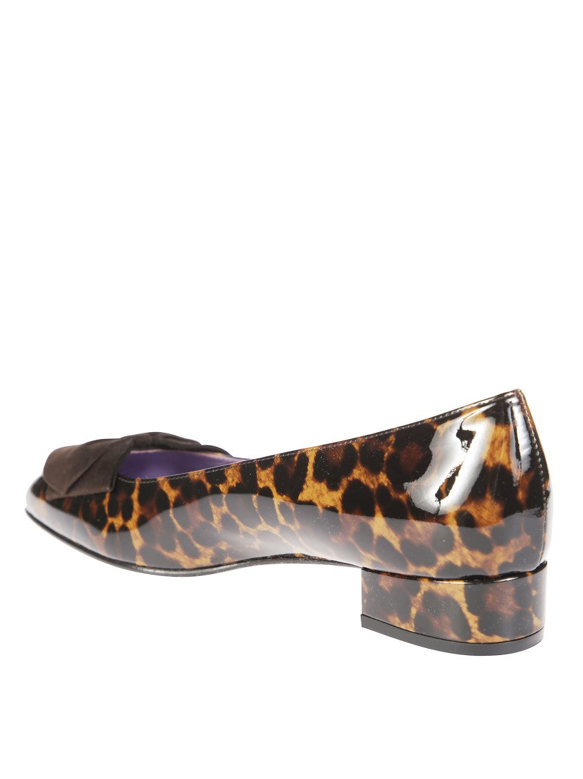 Carel Leopard Print Suede Flats With Glossy Finish