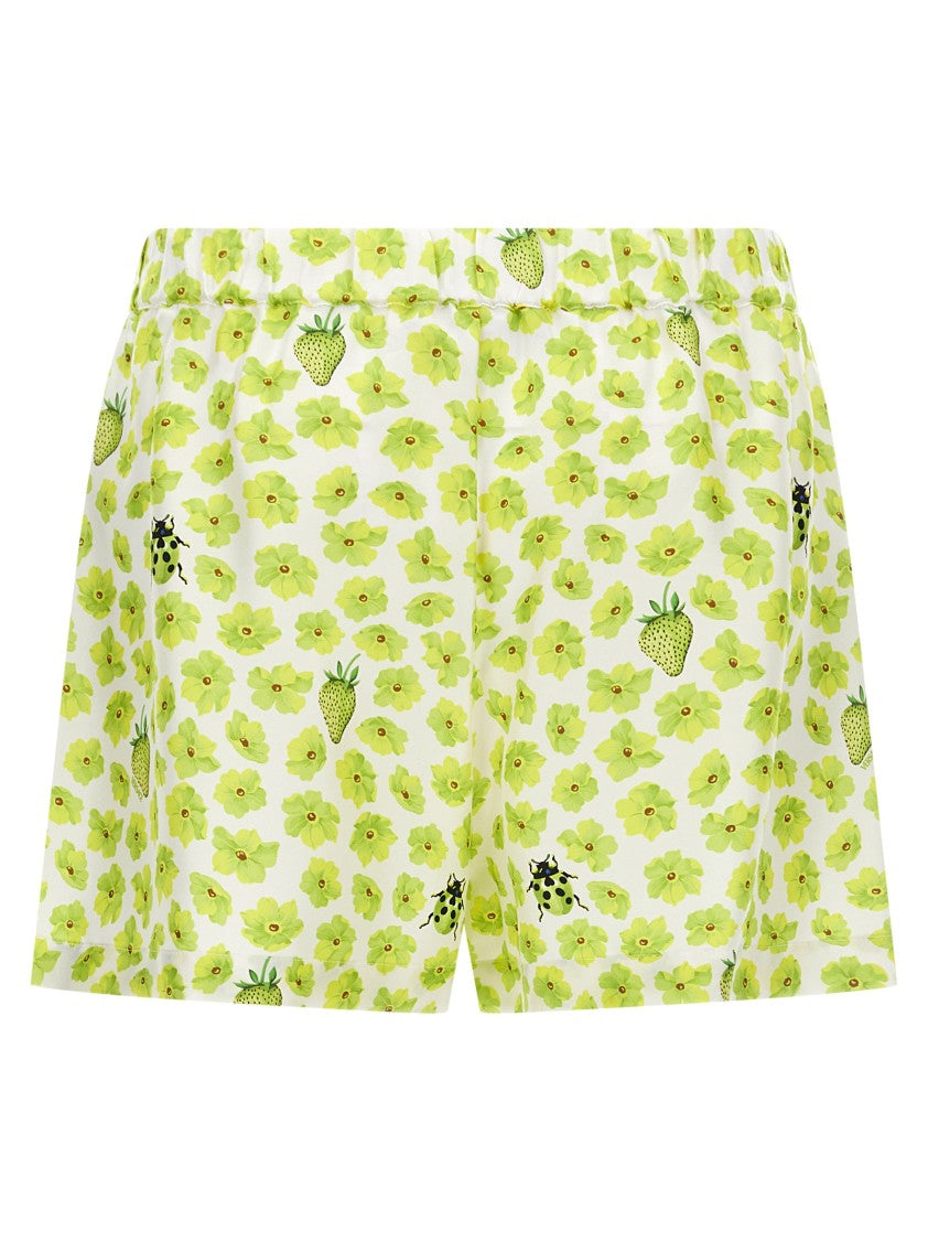 Versace Silk Twill Shorts With Strawberry Garden Print