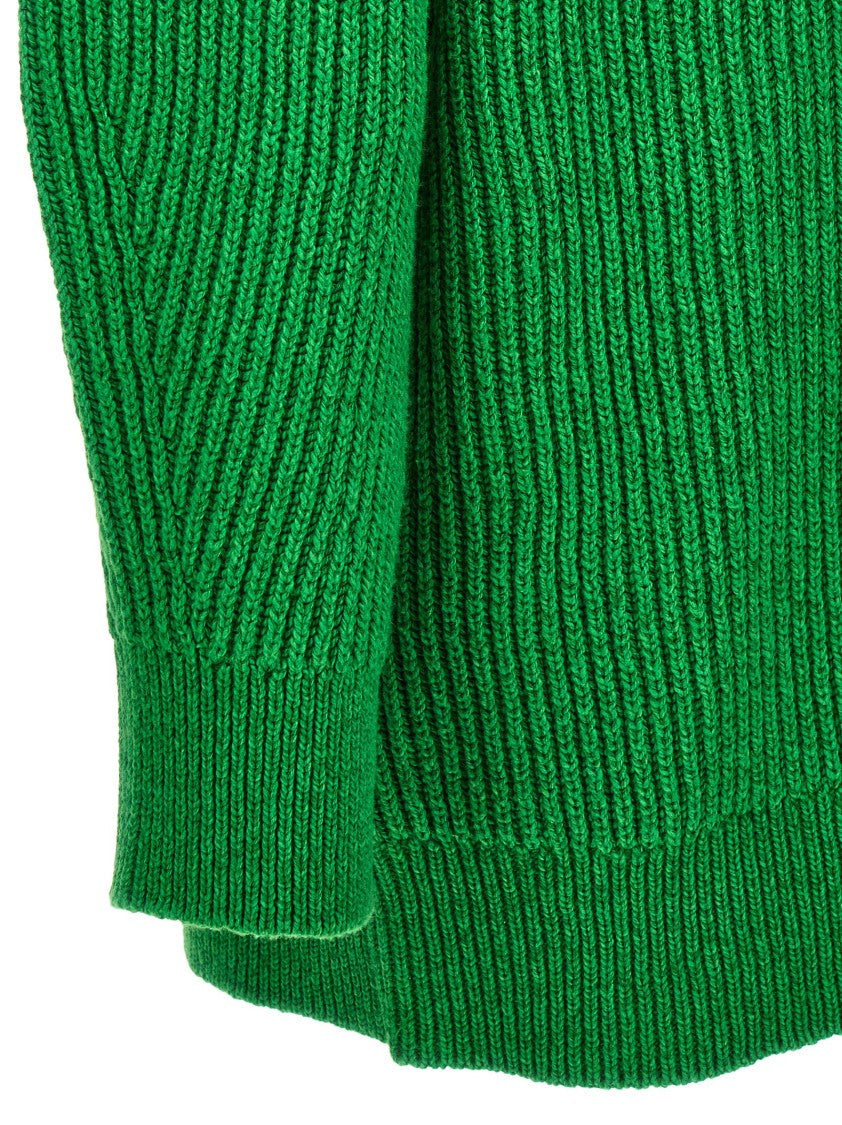 Jil Sander V-Neck Oversized Cotton Blend Sweater