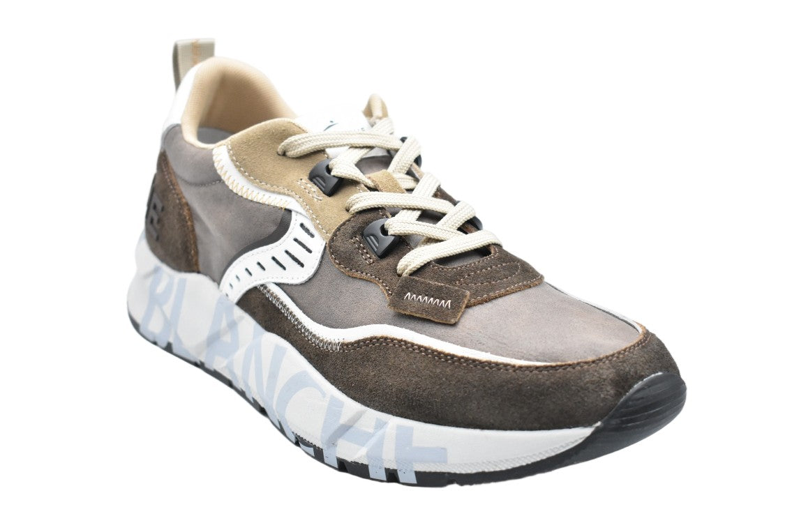 Voile Blanche Brown Taupe Laced Rubber Sole Shoes