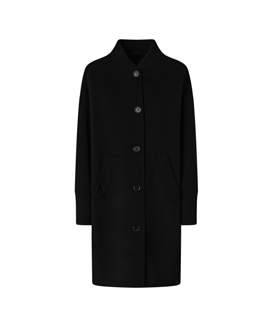Pinko Wool Coat With High Ribbed Collar