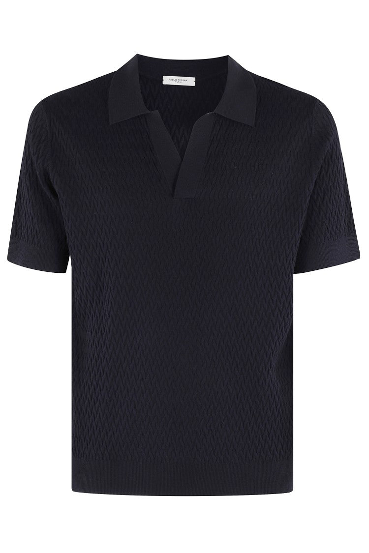 Paolo Pecora Textured Pattern Polo Shirt With Classic Collar