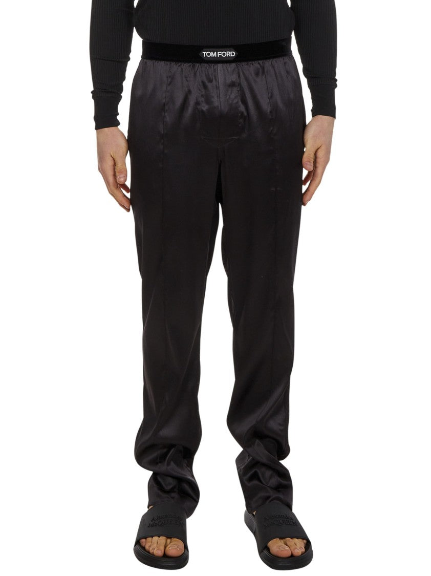 Tom Ford Dark Brown Silk Satin Pajama Pants