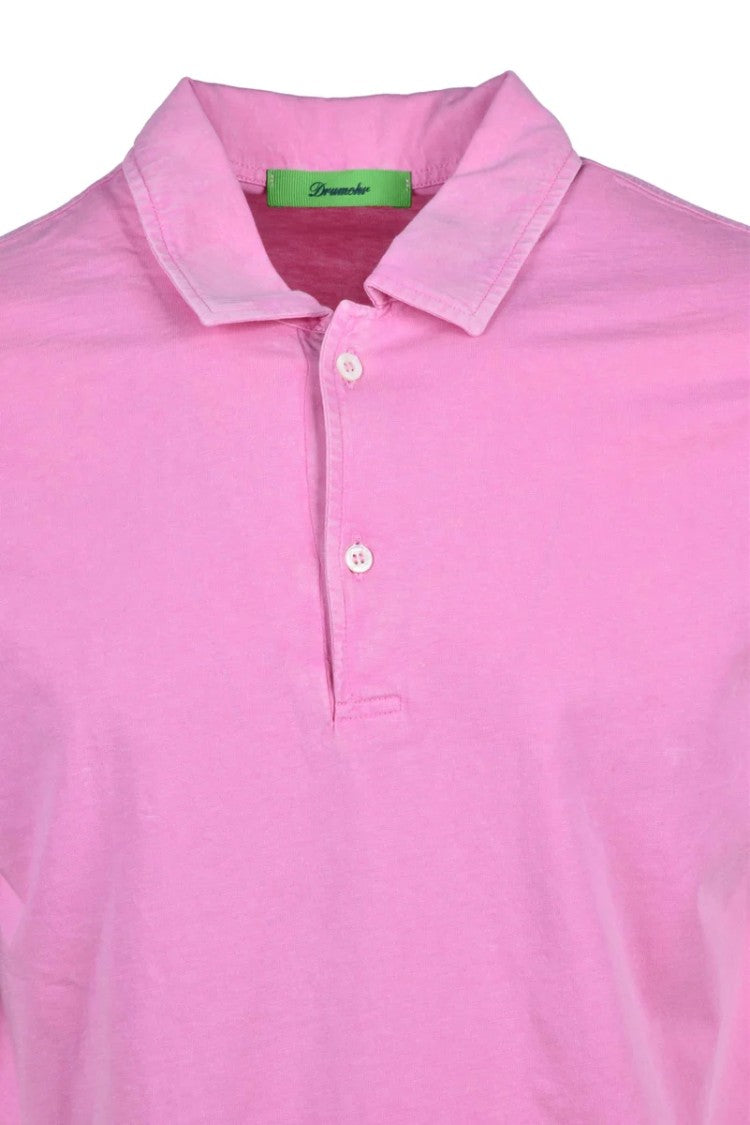Drumohr Pink Knitted Cotton Polo