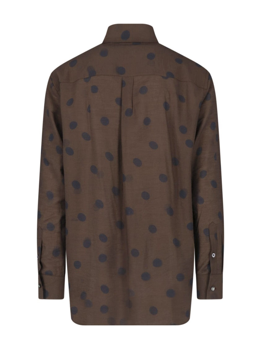 Paul Smith Brown Viscose-Blend Polka Dot Long-Sleeve Shirt