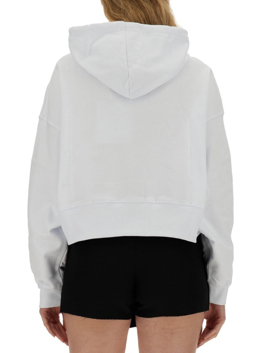Msgm Cropped Hooded Sweatshirt With Subtle Logo