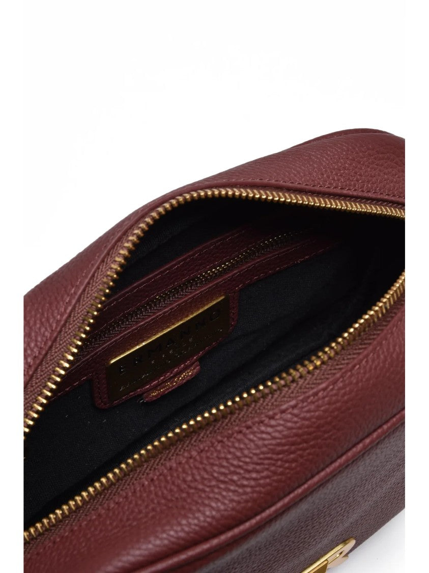 Ermanno Firenze Amelia Shoulder Bag In Textured Red Cowhide Leather