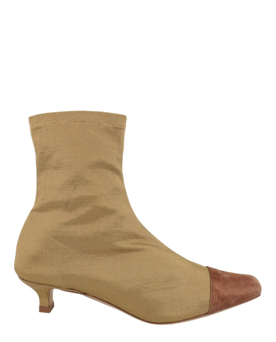 By Far Karl Stretch Satin Suede-Trimmed Sock Boots