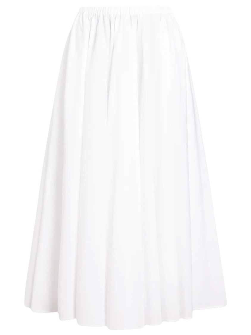 Patou White Soft Pleats Flowing Midi Skirt