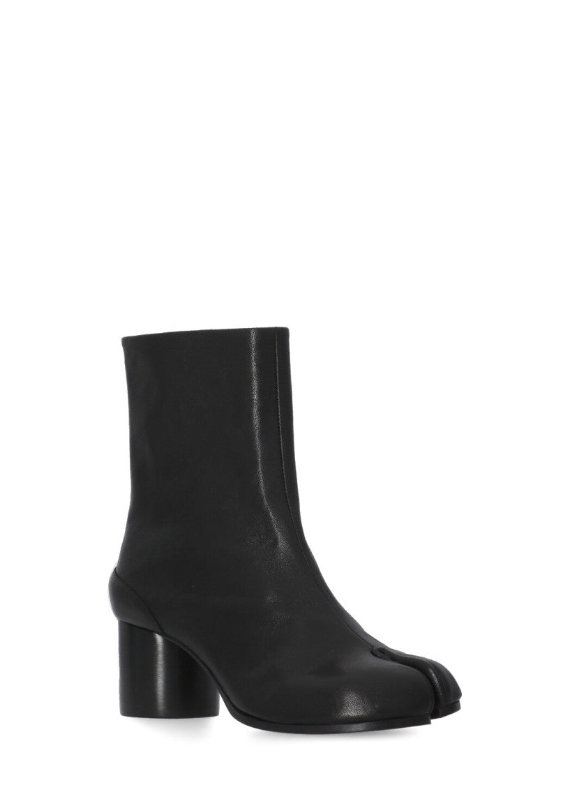 Maison Margiela Black Tabi Cylindrical-Heel Leather Boots