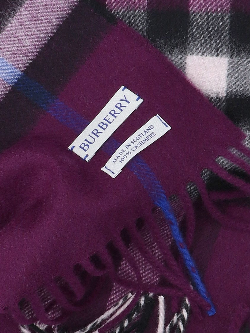 Burberry Classic Check Patterned Scarf In Deep Purple